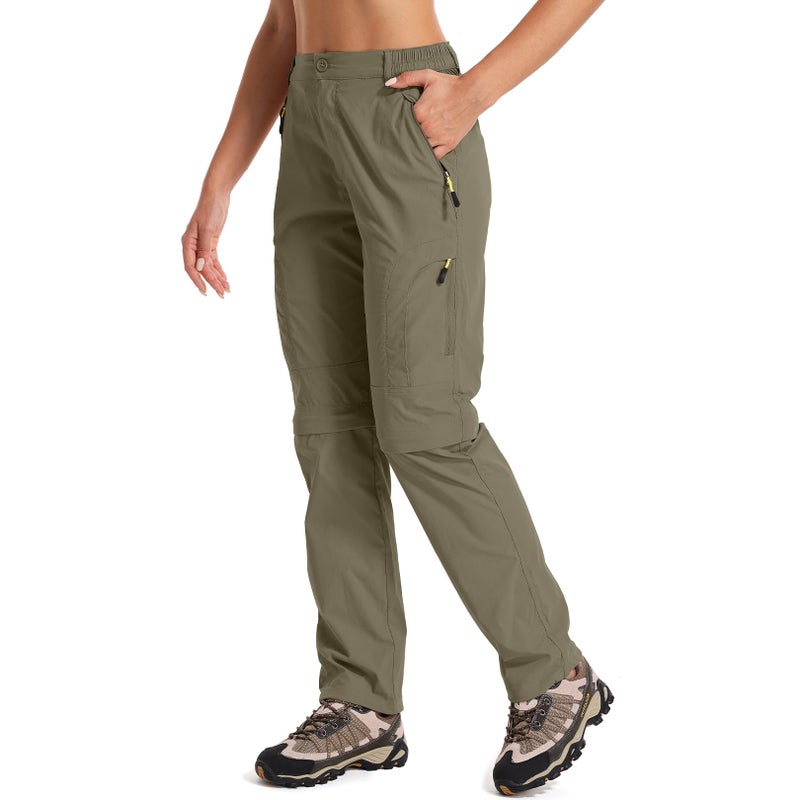 Toomett Womens Hiking Convertible Pants Outdoor Waterproof Quick Dry Zip Off Lightweight Fishing Pants,4409,Khaki,4 - Image 1